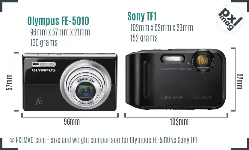 Olympus FE-5010 vs Sony TF1 size comparison