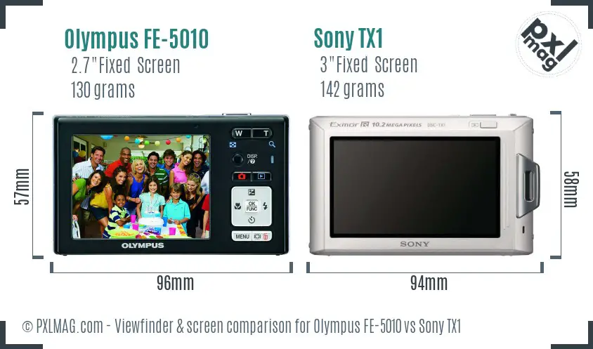 Olympus FE-5010 vs Sony TX1 Screen and Viewfinder comparison Olympus FE-5010 vs Sony TX1 Screen and Viewfinder comparison