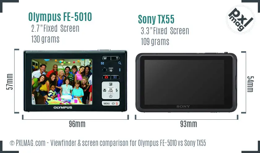 Olympus FE-5010 vs Sony TX55 Screen and Viewfinder comparison