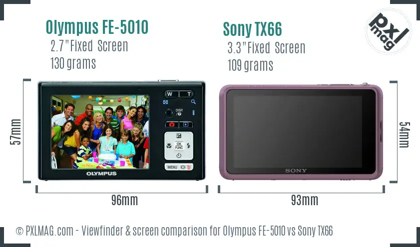 Olympus FE-5010 vs Sony TX66 Screen and Viewfinder comparison Olympus FE-5010 vs Sony TX66 Screen and Viewfinder comparison