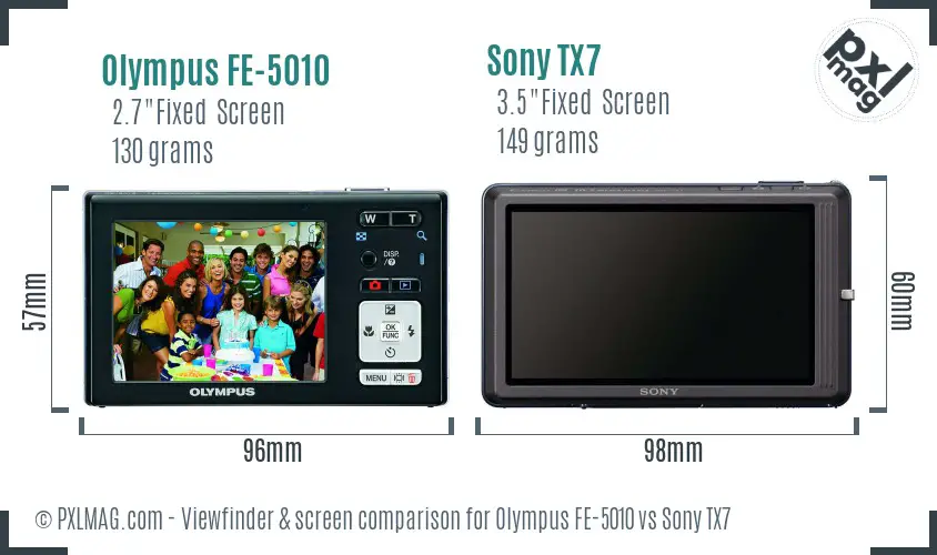 Olympus FE-5010 vs Sony TX7 Screen and Viewfinder comparison