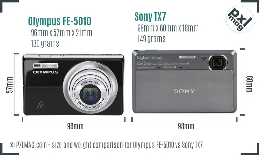 Olympus FE-5010 vs Sony TX7 size comparison