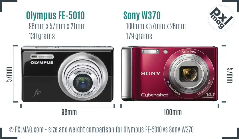 Olympus FE-5010 vs Sony W370 size comparison Olympus FE-5010 vs Sony W370 size comparison