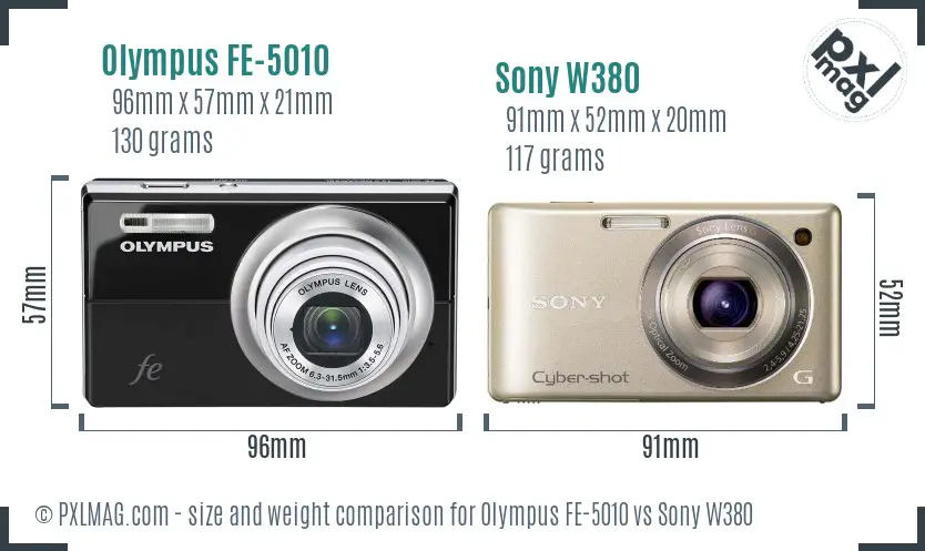 Olympus FE-5010 vs Sony W380 size comparison Olympus FE-5010 vs Sony W380 size comparison