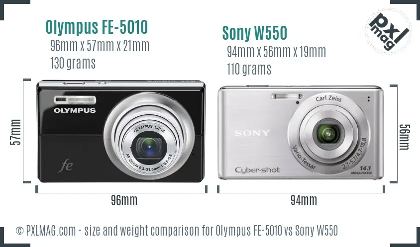 Olympus FE-5010 vs Sony W550 size comparison Olympus FE-5010 vs Sony W550 size comparison