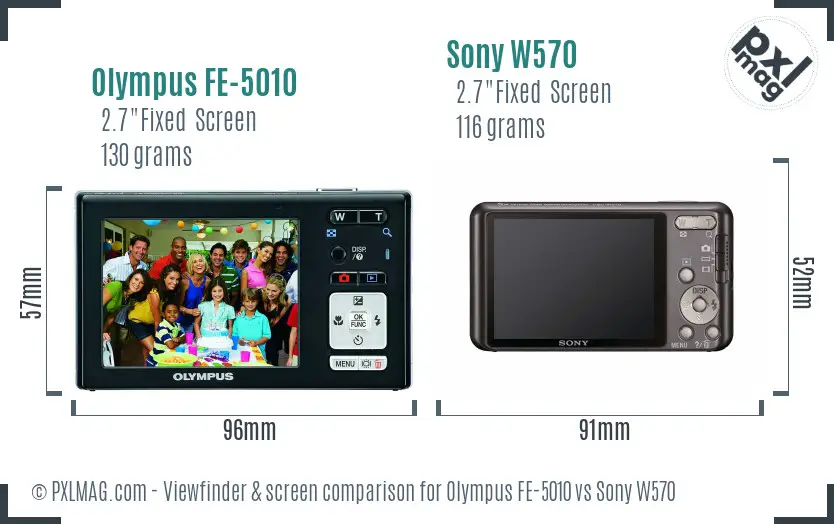 Olympus FE-5010 vs Sony W570 Screen and Viewfinder comparison