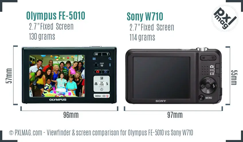 Olympus FE-5010 vs Sony W710 Screen and Viewfinder comparison