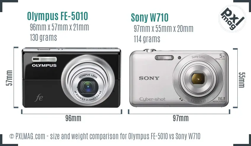 Olympus FE-5010 vs Sony W710 size comparison