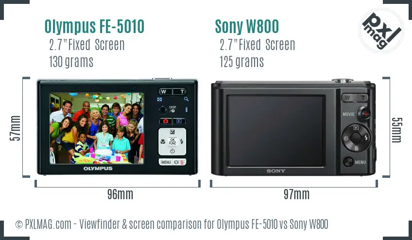 Olympus FE-5010 vs Sony W800 Screen and Viewfinder comparison