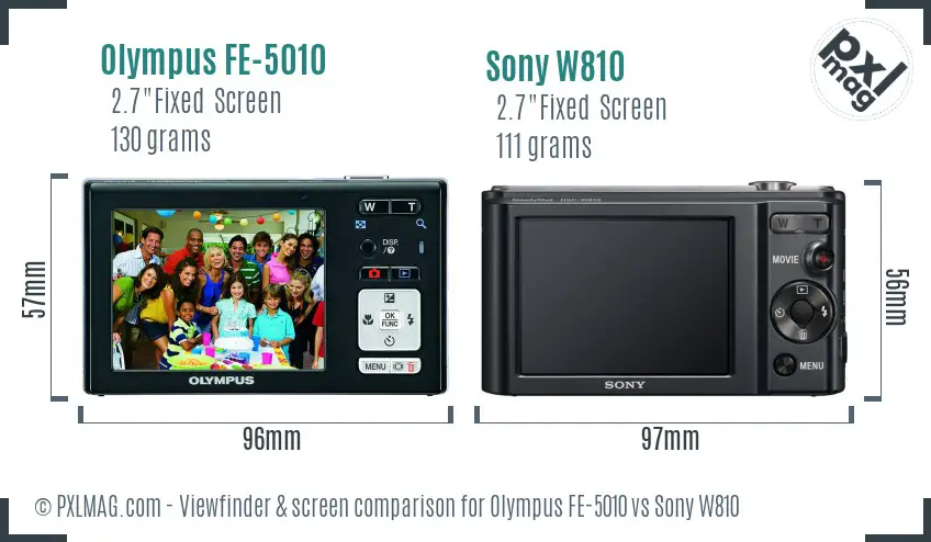 Olympus FE-5010 vs Sony W810 Screen and Viewfinder comparison