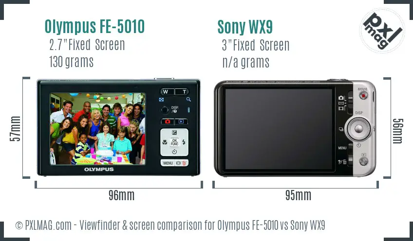 Olympus FE-5010 vs Sony WX9 Screen and Viewfinder comparison