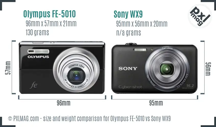 Olympus FE-5010 vs Sony WX9 size comparison