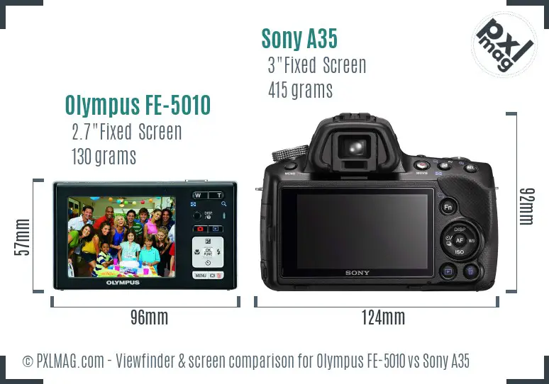 Olympus FE-5010 vs Sony A35 Screen and Viewfinder comparison