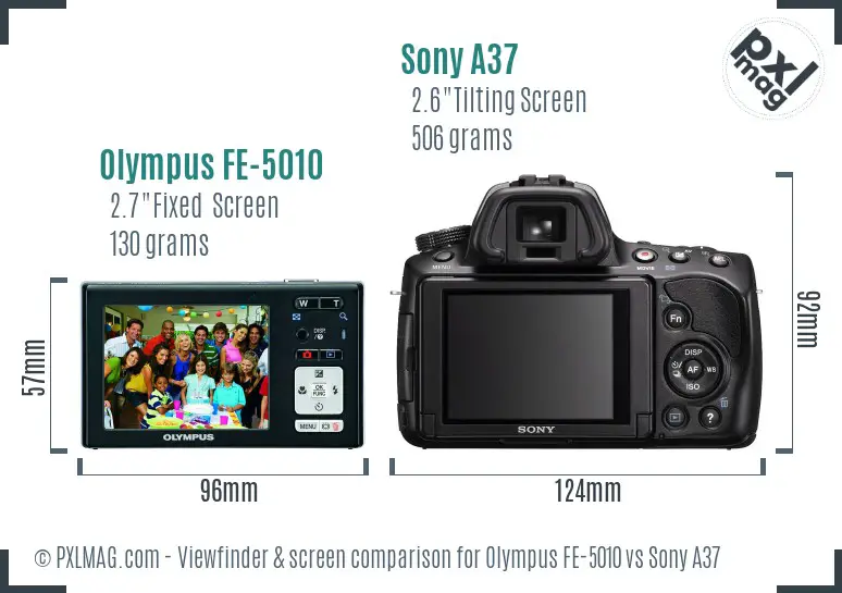 Olympus FE-5010 vs Sony A37 Screen and Viewfinder comparison