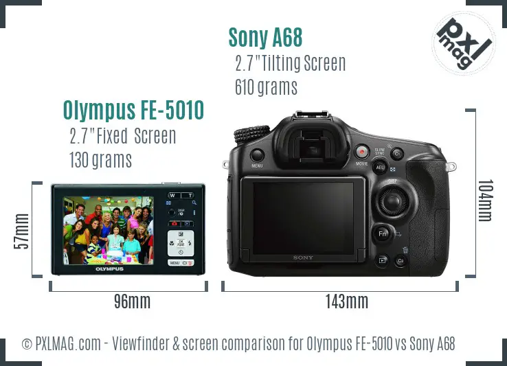 Olympus FE-5010 vs Sony A68 Screen and Viewfinder comparison