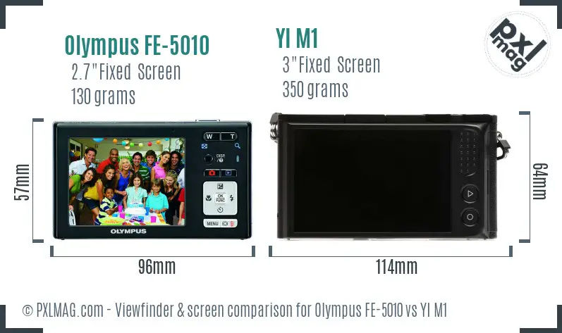 Olympus FE-5010 vs YI M1 Screen and Viewfinder comparison