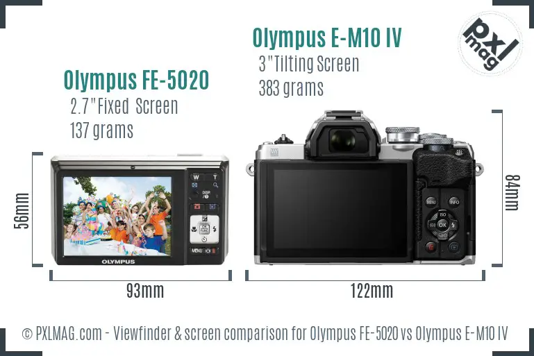 Olympus FE-5020 vs Olympus E-M10 IV Screen and Viewfinder comparison