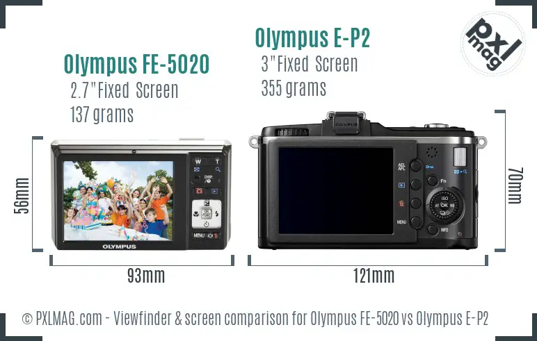 Olympus FE-5020 vs Olympus E-P2 Screen and Viewfinder comparison