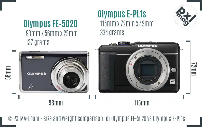 Olympus FE-5020 vs Olympus E-PL1s size comparison