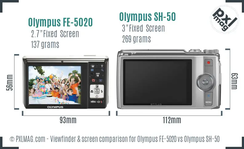 Olympus FE-5020 vs Olympus SH-50 Screen and Viewfinder comparison