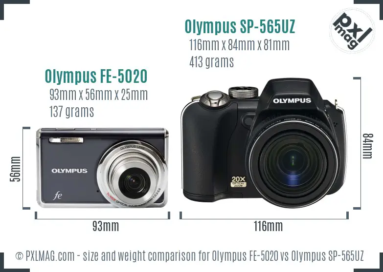 Olympus FE-5020 vs Olympus SP-565UZ size comparison
