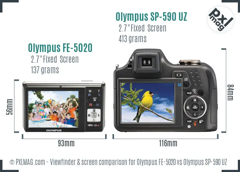 Olympus FE-5020 vs Olympus SP-590 UZ Screen and Viewfinder comparison