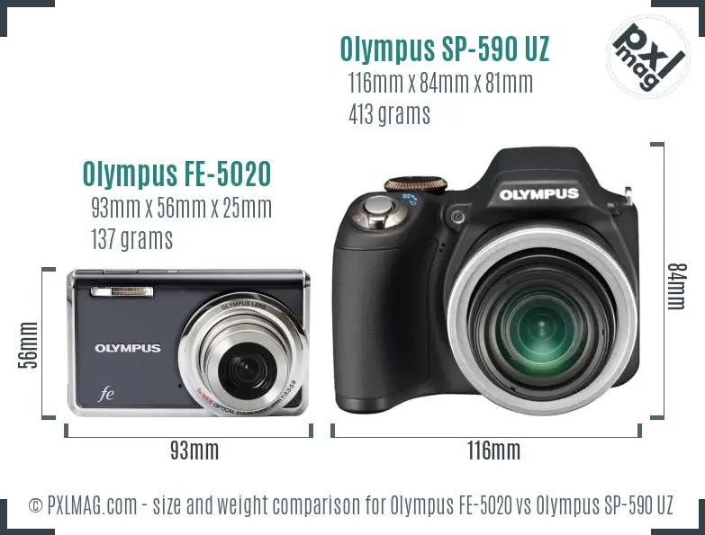 Olympus FE-5020 vs Olympus SP-590 UZ size comparison