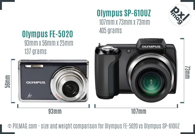 Olympus FE-5020 vs Olympus SP-610UZ size comparison