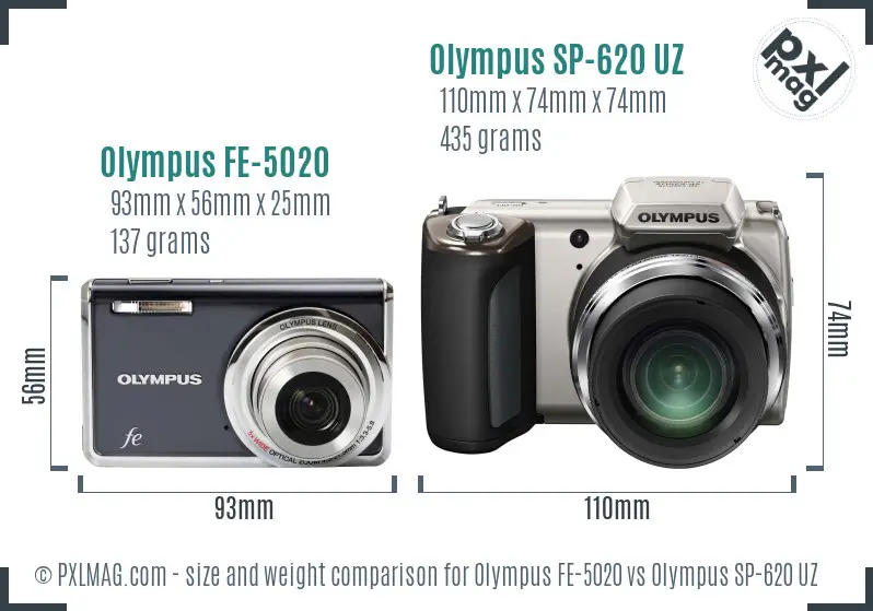 Olympus FE-5020 vs Olympus SP-620 UZ size comparison