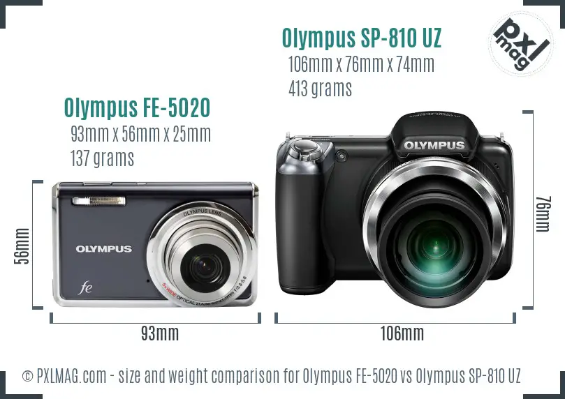 Olympus FE-5020 vs Olympus SP-810 UZ size comparison