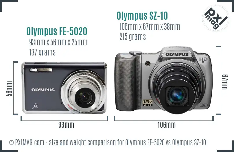 Olympus FE-5020 vs Olympus SZ-10 size comparison