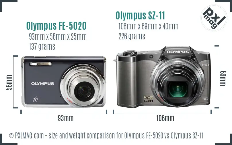Olympus FE-5020 vs Olympus SZ-11 size comparison
