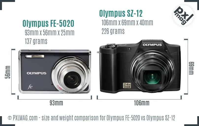 Olympus FE-5020 vs Olympus SZ-12 size comparison