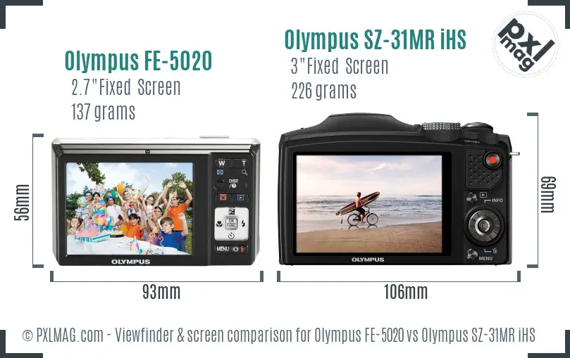 Olympus FE-5020 vs Olympus SZ-31MR iHS Screen and Viewfinder comparison