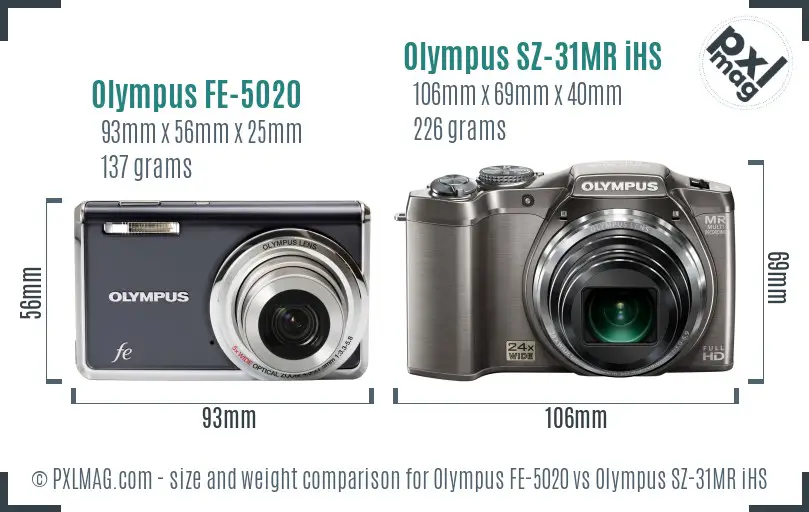Olympus FE-5020 vs Olympus SZ-31MR iHS size comparison