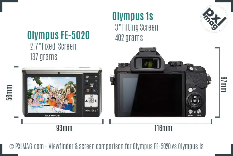 Olympus FE-5020 vs Olympus 1s Screen and Viewfinder comparison