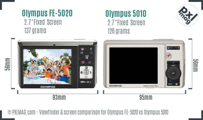 Olympus FE-5020 vs Olympus 5010 Screen and Viewfinder comparison