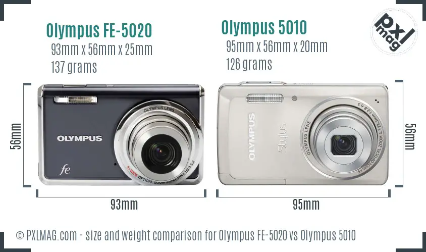 Olympus FE-5020 vs Olympus 5010 size comparison