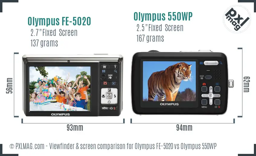 Olympus FE-5020 vs Olympus 550WP Screen and Viewfinder comparison