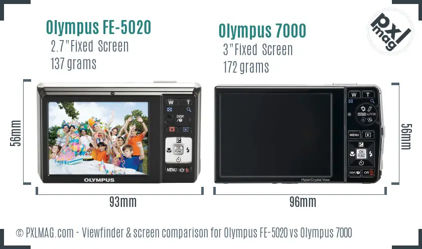 Olympus FE-5020 vs Olympus 7000 Screen and Viewfinder comparison