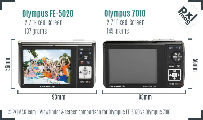 Olympus FE-5020 vs Olympus 7010 Screen and Viewfinder comparison