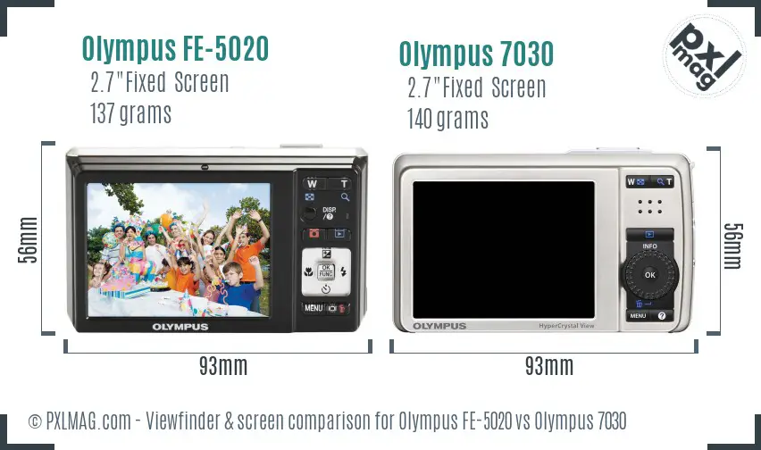 Olympus FE-5020 vs Olympus 7030 Screen and Viewfinder comparison