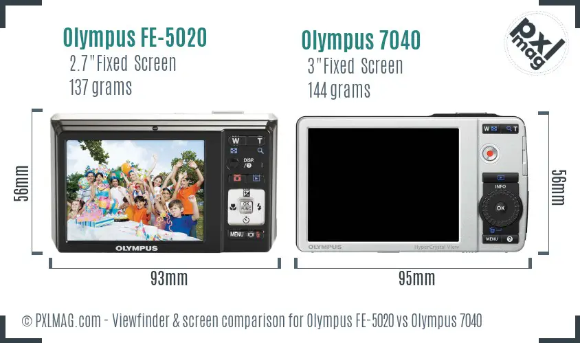 Olympus FE-5020 vs Olympus 7040 Screen and Viewfinder comparison