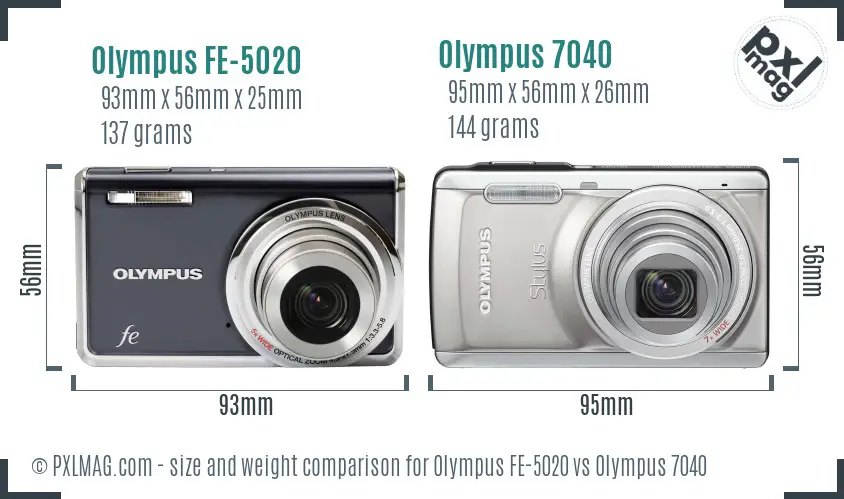 Olympus FE-5020 vs Olympus 7040 size comparison