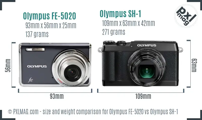 Olympus FE-5020 vs Olympus SH-1 size comparison