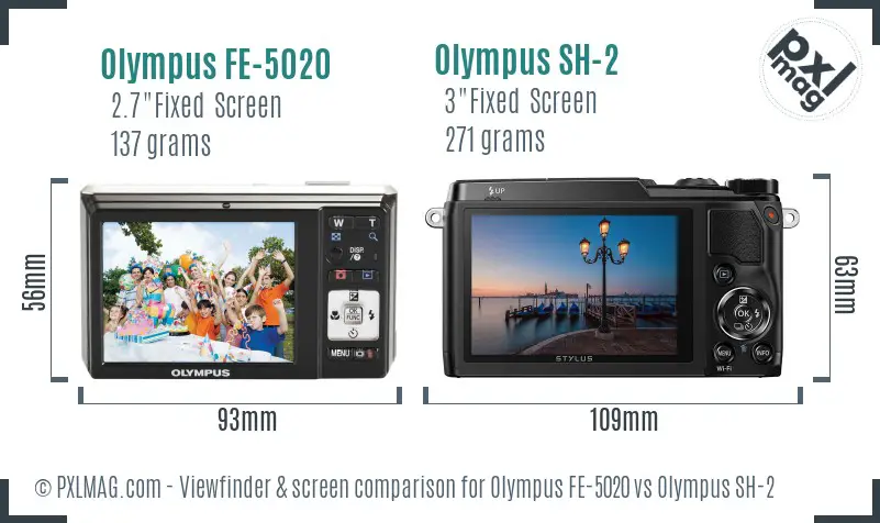 Olympus FE-5020 vs Olympus SH-2 Screen and Viewfinder comparison