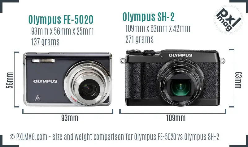 Olympus FE-5020 vs Olympus SH-2 size comparison