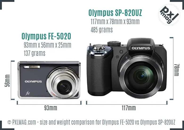 Olympus FE-5020 vs Olympus SP-820UZ size comparison