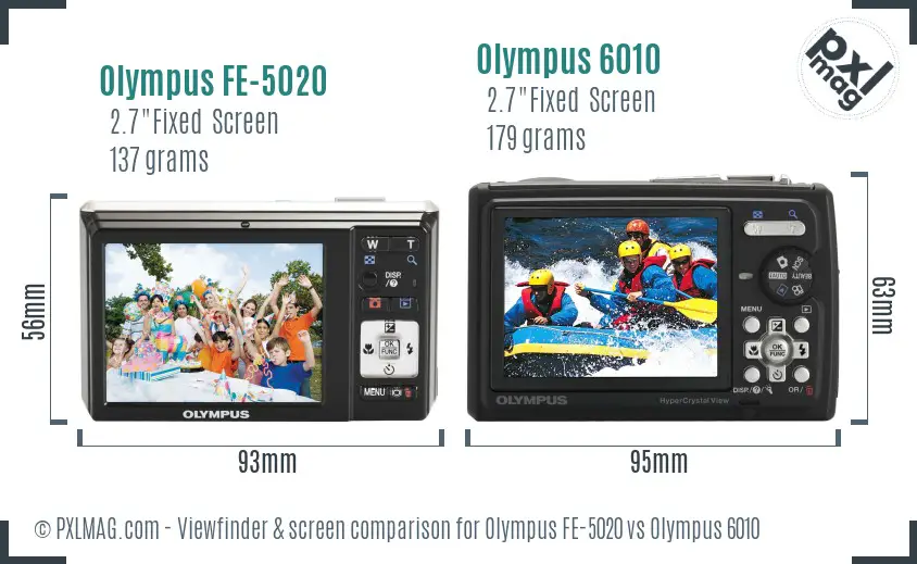 Olympus FE-5020 vs Olympus 6010 Screen and Viewfinder comparison