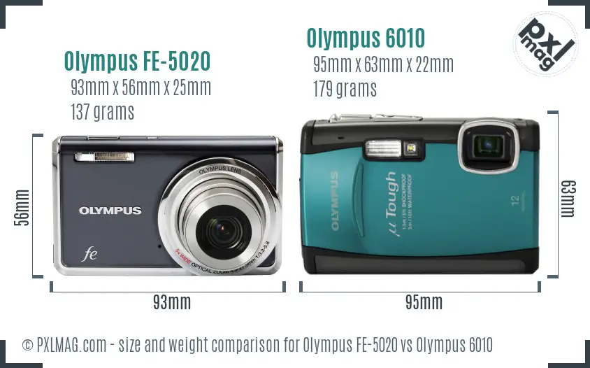 Olympus FE-5020 vs Olympus 6010 size comparison